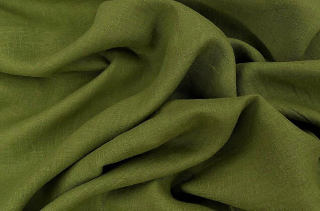 Лен костюмный c эффектом мятости 4С33 (1349), зеленый
