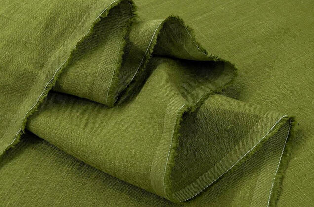 Лен костюмный c эффектом мятости 4С33 (1349), зеленый 4