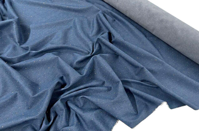 Джинс в стразы, синий меланж (С1)