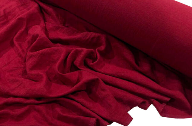 Лен с вискозой костюмный 20С161 (511) эффект мятости, бордо