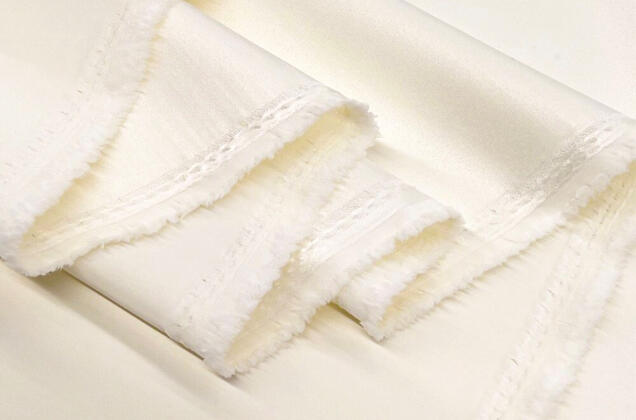 Свадебный сатин матовый AKSOY, экрю, 160 см, Турция 3