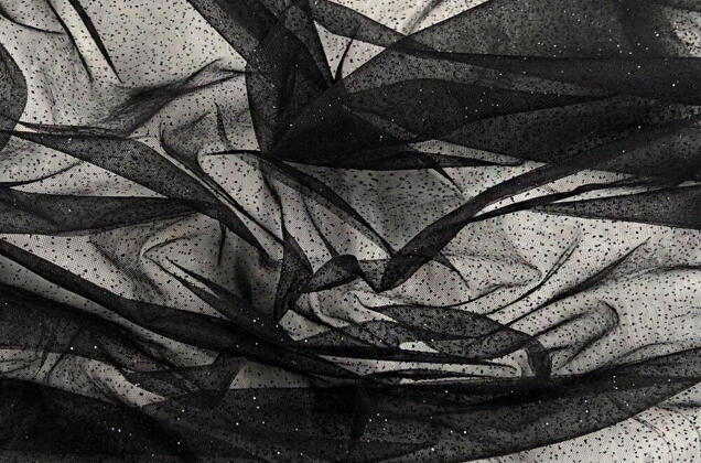 Фатин с глиттером Angel, черный с черным глиттером, 300 см, арт.52/1 1