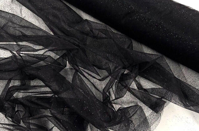 Фатин с глиттером Angel, черный с черным глиттером, 300 см, арт.52/1 2