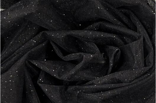Фатин с глиттером Angel, черный с черным глиттером, 300 см, арт.52/1