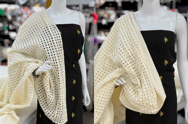 Джинс перфорированный, сливочный 6