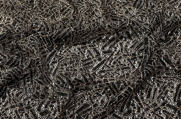 Кружевное полотно черное с золотым глиттером