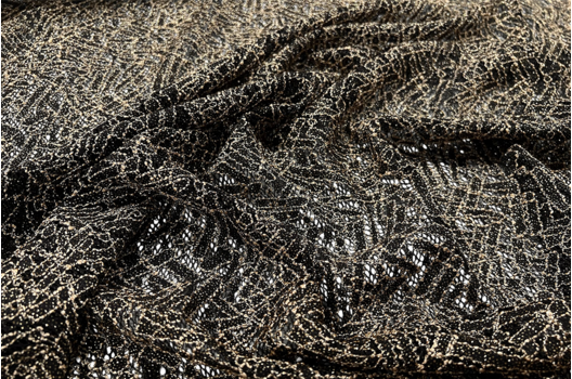 Кружевное полотно черное с золотым глиттером