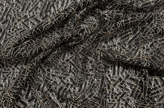 Кружевное полотно черное с золотым глиттером 4