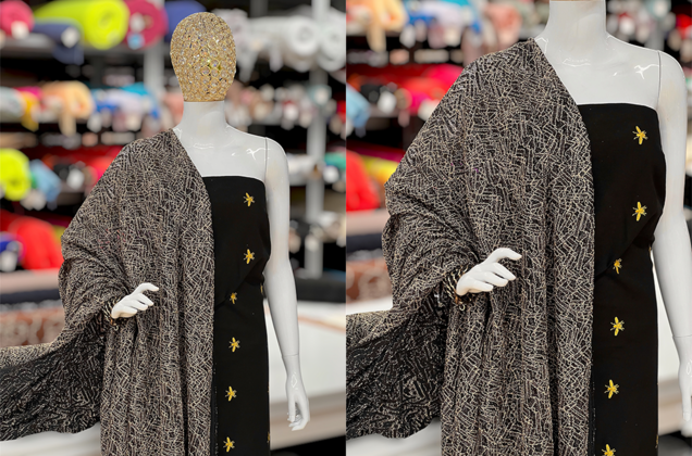 Кружевное полотно черное с золотым глиттером 6