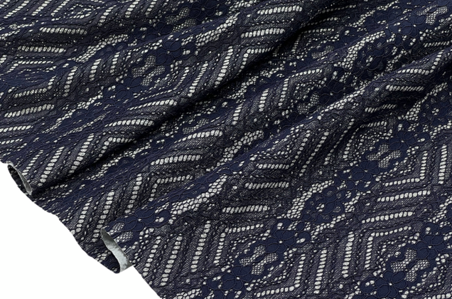 Кружево на атласе, темно-синего цвета 2