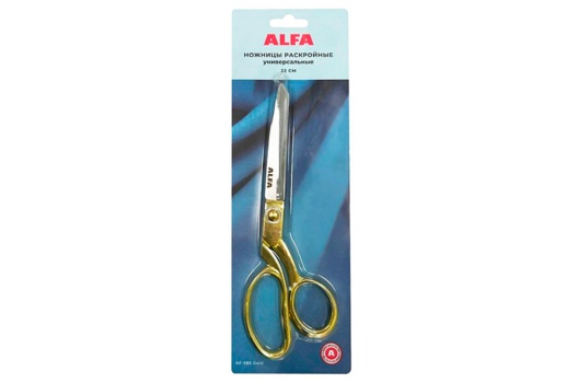 Ножницы раскройные, ALFA, золотые, 22 см
