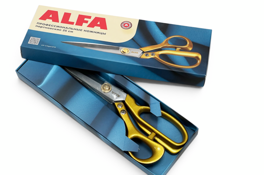 Ножницы портновские, ALFA, золотые, 25 см