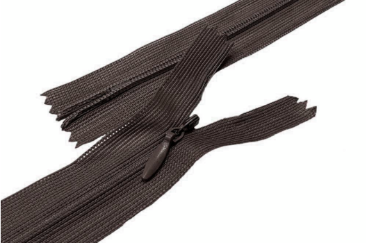 Молния потайная MaxZipper, тип 3, неразъемная, темно-коричневая (F305), 50 см, Китай