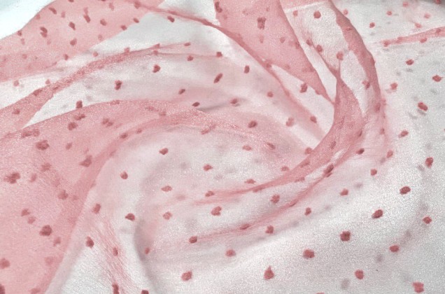 Органза горох, нежно-розовая 1