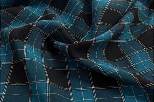 Костюмная ткань Пикачу, черно-бирюзовые квадраты