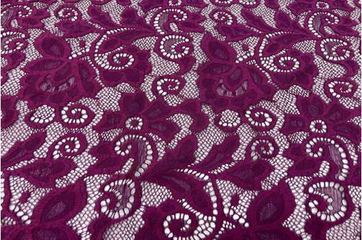 Кружевное полотно стрейч, Цветочный рисунок, фиолетовое