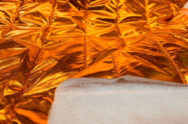 Курточная ткань на синтепоне, Полосы оранжевые 3