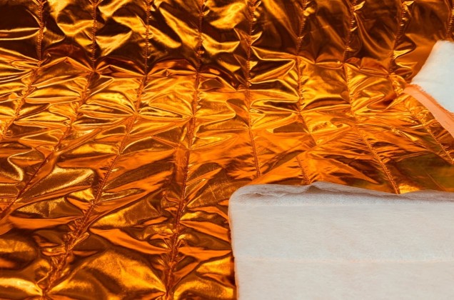 Курточная ткань на синтепоне, Полосы оранжевые 4