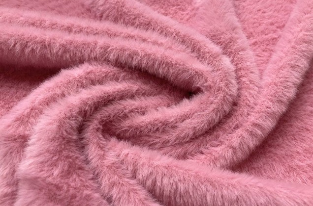 Мех на трикотаже, пыльно-розовый