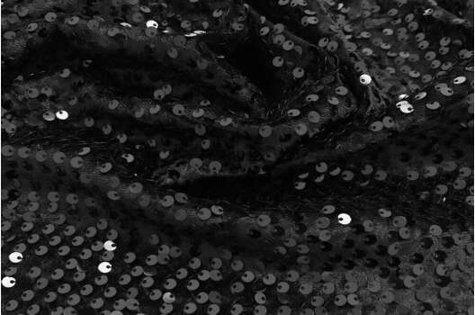 Бархат стрейч с пайетками, черный