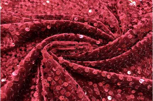 Бархат стрейч с пайетками, марсала