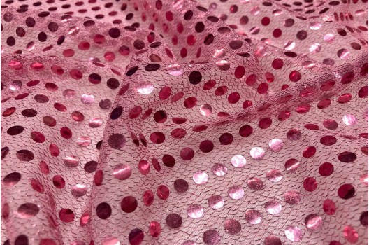 Пайеточная ткань розовая