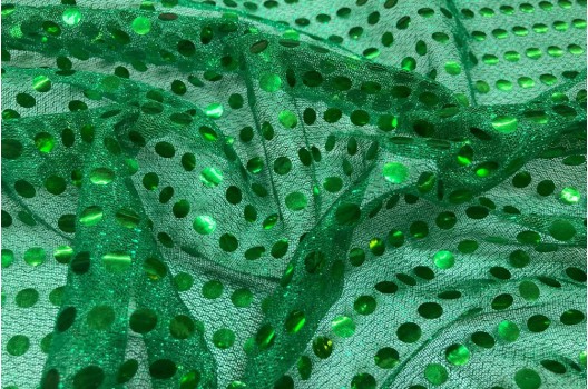 Пайеточная ткань зеленая