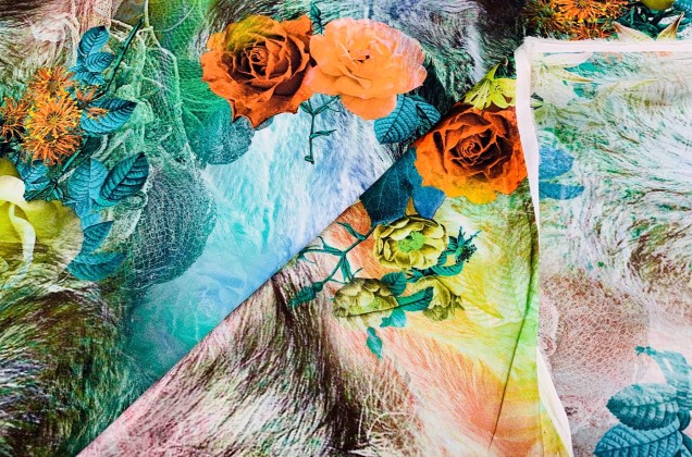 Армани Шелк, Абстракция разноцветные цветы 3