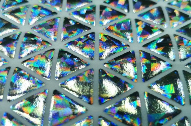 Голограмма диско Треугольники, серебро 1