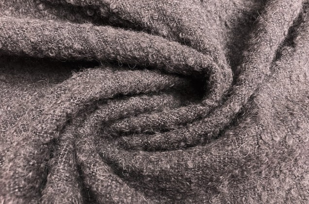 Ткань костюмно-пальтовая Букле с шерстью, ежевичная, Италия 2
