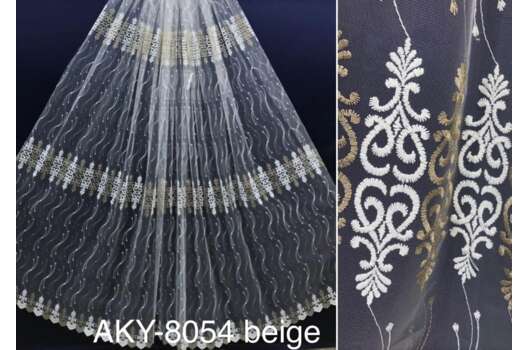 Тюль с вышивкой, бежевый (8054)
