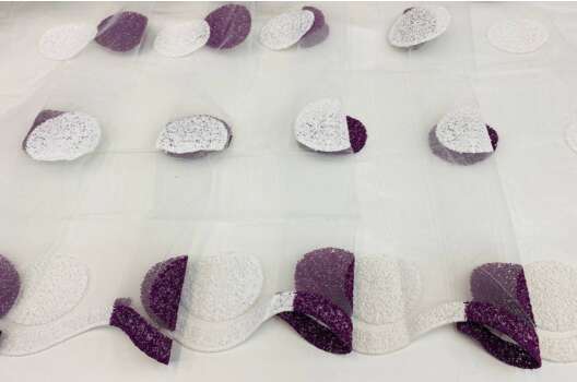 Тюль с вышивкой, Круги бело-фиолетовые