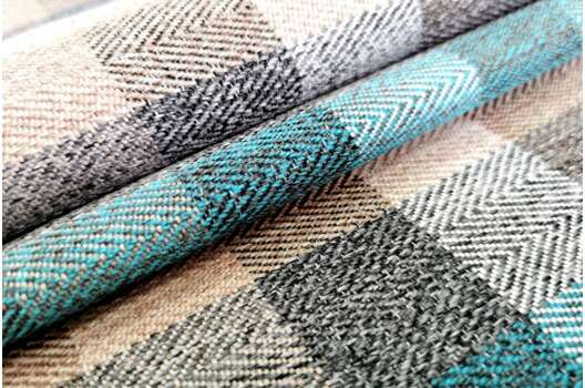 Мебельная Рогожка, бежево-голубые квадраты