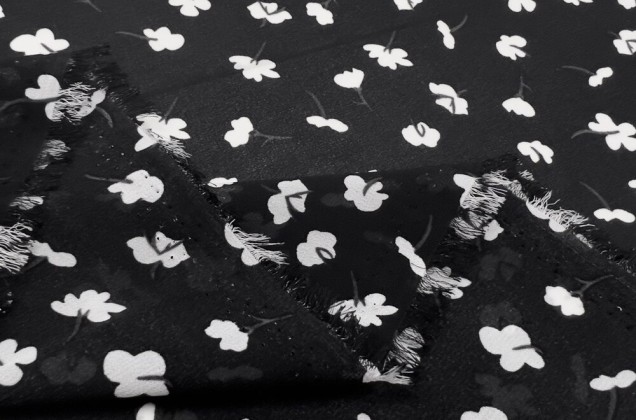 Шифон, Белые цветочки на черном 4