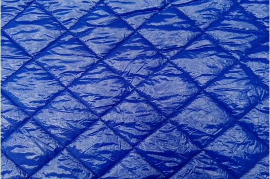 Курточная ткань на синтепоне Квадраты синего цвета