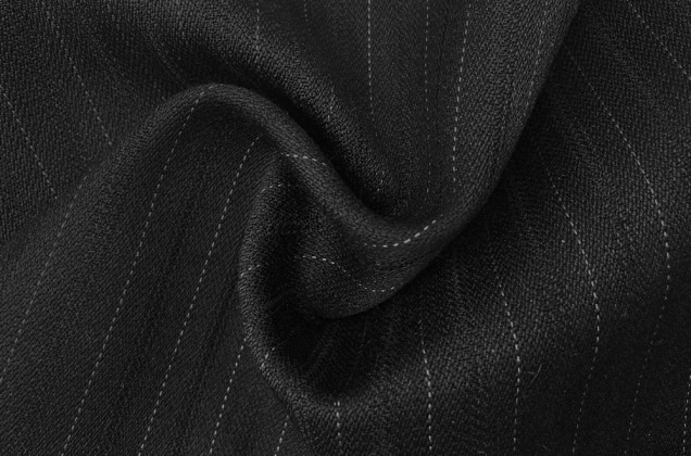 Костюмная ткань черного цвета в черные и белые полосочки (09с53с)