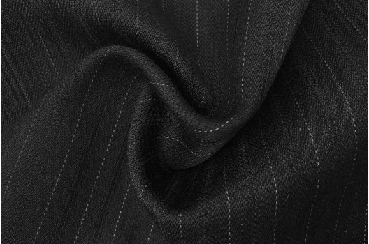 Костюмная ткань черного цвета в черные и белые полосочки (09с53с)