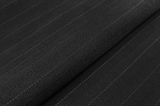 Костюмная ткань черного цвета в черные и белые полосочки (09с53с) 2
