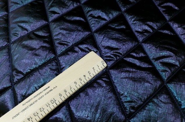 Курточная ткань на синтепоне, темно-синие ромбы 2