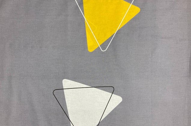 Ранфорс (поплин LUX) 240 см, Желтые и белые треугольники на сером фоне 1