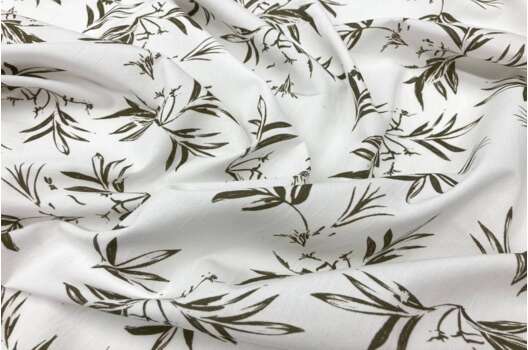 Рубашечно-плательный хлопок PEARL, зеленые веточки