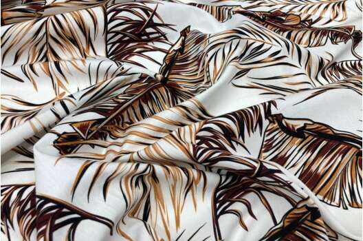 Рубашечно-плательный поплин MADRID, коричнево-золотые листья
