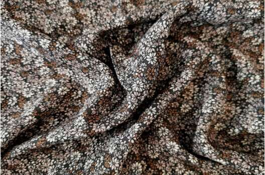 Штапель PRIDE, серо-коричневые цветы