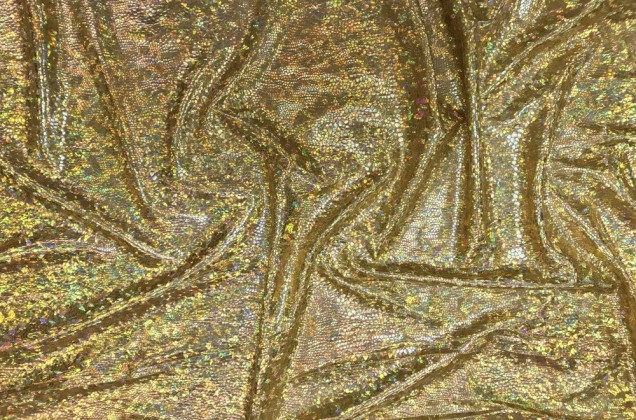 Голограмма диско темное золото, крупный рисунок