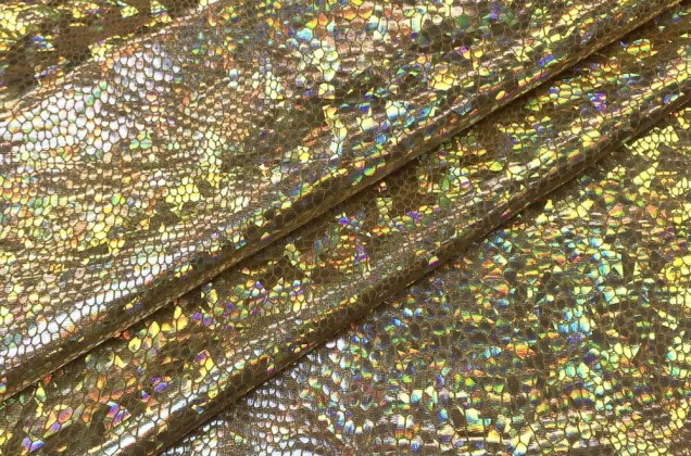 Голограмма диско темное золото, крупный рисунок 2