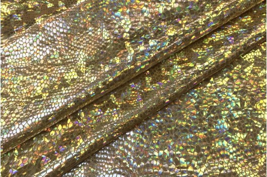 Голограмма диско темное золото, крупный рисунок