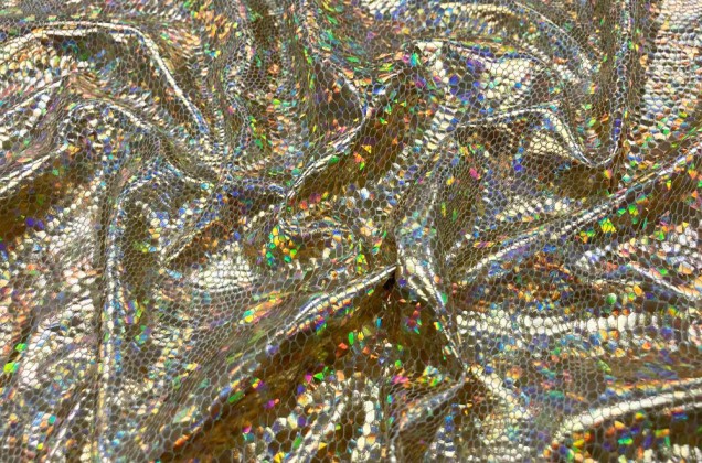 Голограмма диско светлое золото, крупный рисунок 2