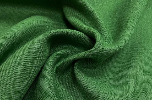 Лен костюмный, зеленый  09С52 (631) 1