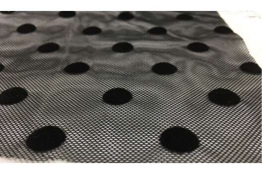 Сетка стрейч флок, горох 1.4 см, черная