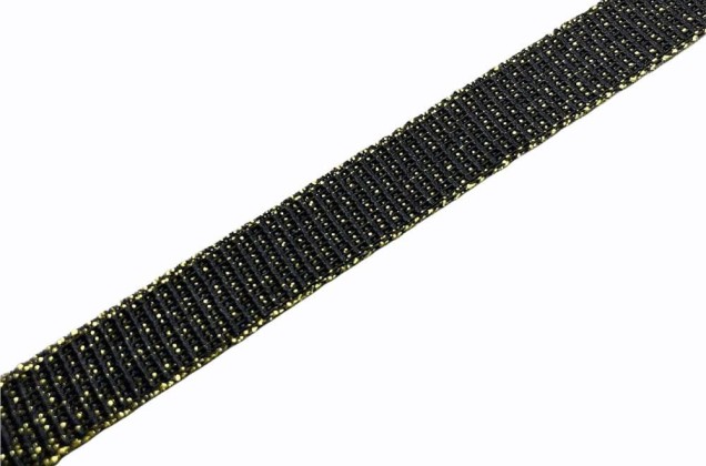 Резинка эластичная черная с золотом, 10 мм